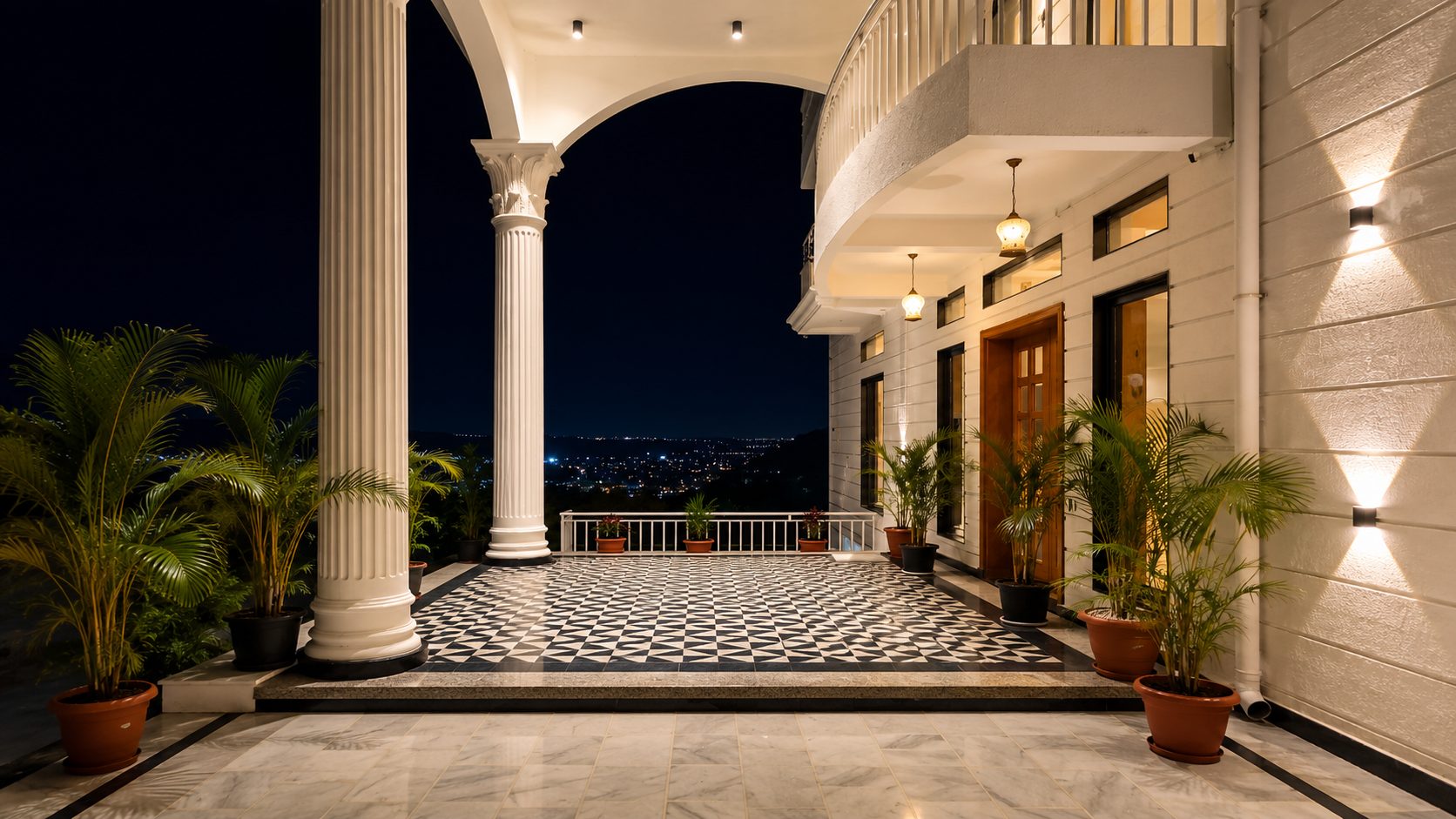 Open porch and city view at Shree Niwas homestay, Udaipur